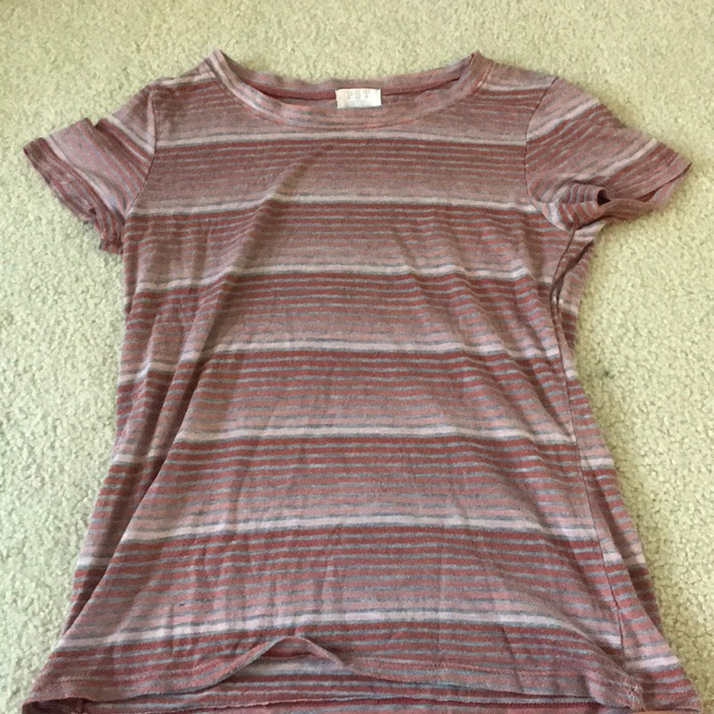 Striped Red and Pink T Shirt